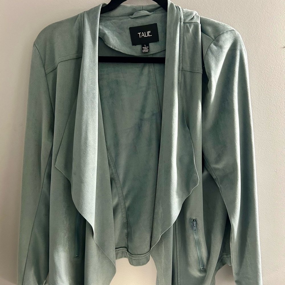Talie Women's Soft Green Drape Jacket.